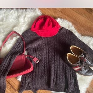 American Eagle Outfitters Black Cable Knit Sweater